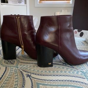 MK Wine Colour Leather Bootie with gold zipper
